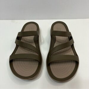 CROCS Brown slip on sandals shoes women’s size 8